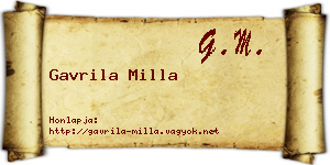 Gavrila Milla névjegykártya